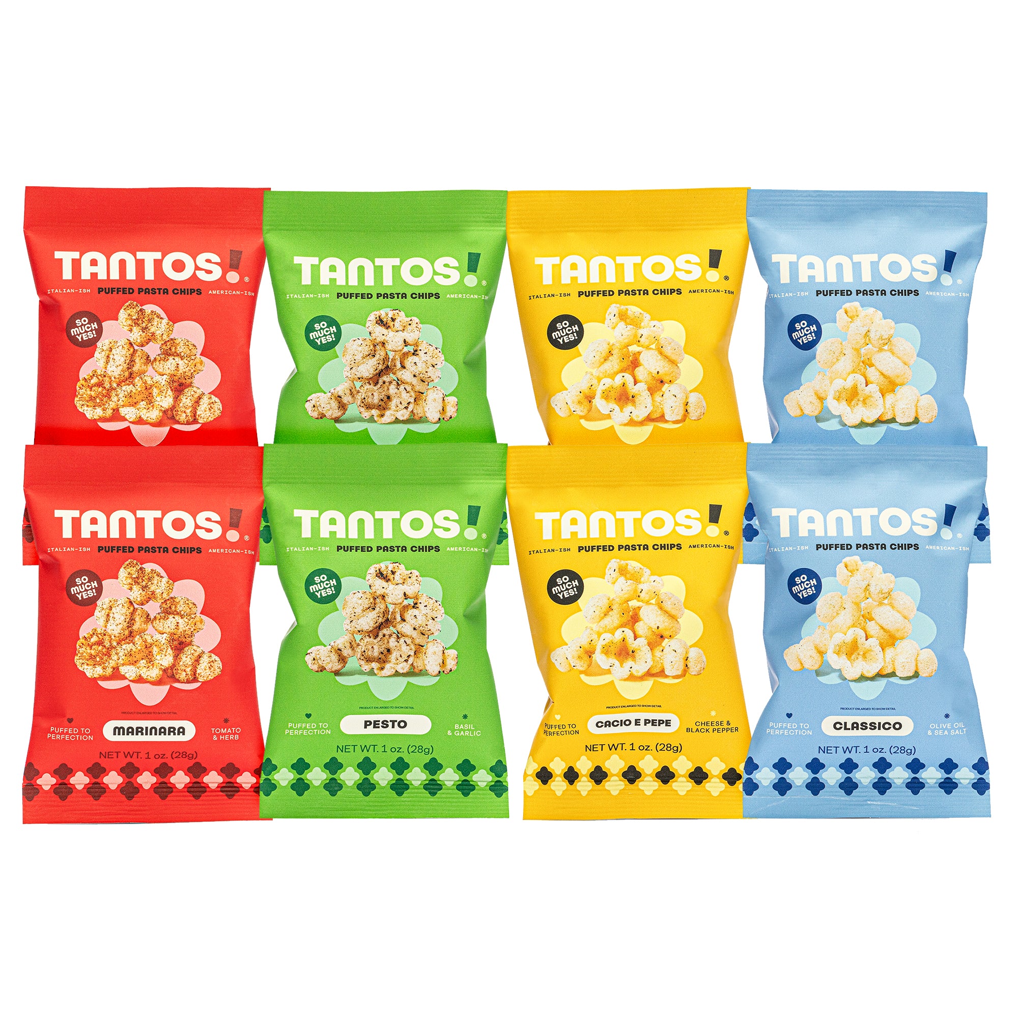 Tantos puffed pasta snack variety pack